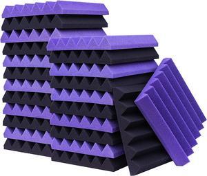 KTOESHEO 24 Pack Acoustic Panels,2" x 12" x 12"Sound Proof Foam Panels for Wall,Fireproof Absorbing Noise Cancelling Panels,to Absorb Noise and Eliminate Echoes. (12 purple+12 black)