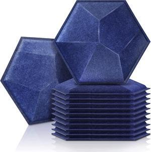 Sonic Acoustics 12 Pack 3D Hexagon Acoustic Panels 14" X 12" X 0.2" High Density Acoustic Absorption Panels, 3D Soundproofing Insulation Panel (Dark Blue)