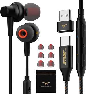USB C Headphone, Type C Earphones with 7.1 Surround & Mute Button, HiFi Stereo Wired Earbuds with Microphone for Samsung Galaxy S22 S21 Ultra 5G S20 FE Z Flip 4 A53 Note 20, PC Computer Laptop Gaming