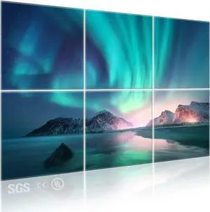 Avishai Art Acoustic Panels, 72"x48" Acoustic Wall Art, 6 Pack Premium Acoustic Wall Panels with Nano Glue, for Recording Studios and Homes.Aurora art