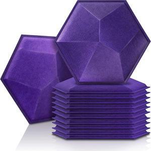 Sonic Acoustics 12 Pack 3D Hexagon Acoustic Panels 14" X 12" X 0.2" High Density Acoustic Absorption Panels, 3D Soundproofing Insulation Panel (Purple)