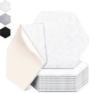 12 Pack Acoustic Panels, 12" X 10" X 0.3" Hexagon Self-adhesive Sound Proof Foam Panels High Density Sound Absorbing Panels for Wall, Acoustic Treatment for Studio, Home and Office (White)