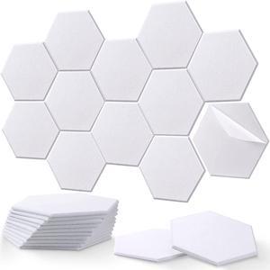 48 Pcs Hexagon Acoustic Panels Sound Proof Panels Self Adhesive Sound Dampening Panels High Density Wall Panels Sound Proof Padding for Recording Office Home Studio, 12 x 10 x 0.4 Inches