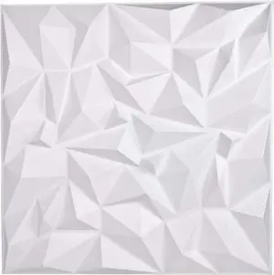 TroyStudio Acoustic Sound Diffuser Panels - 19.7 X 19.7 X 1 inches Pack of 12 PVC Plastic Wall Art Panels, Studio Diffuse Treatment Tiles Diffusor Panels for Wall & Ceiling Decor (Clutter, White)