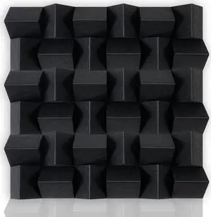 BUBOS Acoustic Panels,DIY Acoustic Diffuser Sound diffuser Panels Full frequency sound absorption24 x 24Inch,better Acoustic Treatment for Recording Studio, Office, Home Studio(Black)