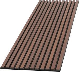 Acoustic Wood Slat Wall Panels for Interior Wall Decor | Soundproof Wall Panels | 3D Slat Wood Panels | Bedroom Sound Absorption Decor | Seamless Joint | 43.3 x 18.9 Each | Natural Walnut - 2 PCS