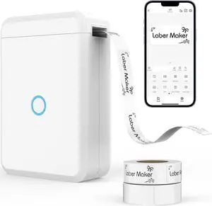 KIQIONE Label Maker Machine with Tape, Portable Bluetooth Printer Mini Labels D110 Maker Machine for Labeling Office, File Tags, Condiments, Date, Stationery, Supermarket Marks