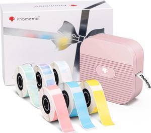 Phomemo Label Makers with Tape Q31 Mini Label Maker Portabel Bluetooth Label Printer with 6 Tapes, Compatible with iOS & Android, Great for Home, Office, Organization, USB Rechargeable Labeler, Pink