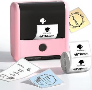 Memoqueen Label Makers Machine- 3 Inch Label Printer M200 Bluetooth Thermal Barcode Printer for Small Business/Home Use, for Barcode, Address, Logo, Mailing, Stickers, Compatible with Phone & PC, Pink