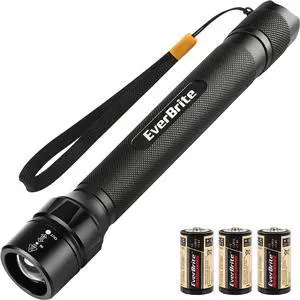 Ultra Bright Tactical Flashlight 600 Lumen Zoomable Adjustable Focus 4 Light Modes Heavy-Duty Aluminum Flashlight for Hurricane Supplies Camping 3C Alkaline Batteries Included