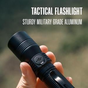 Hayvenhurst LED Flashlight - EDC Flashlight - Tactical Flashlight - 3 in 1 Lightweight, Compact and Rechargeable Pocket Flashlight with Lavish Black Body for Emergency Power Outage