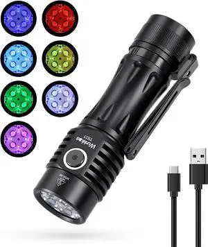 wurkkos EDC Rechargeable Flashlights TS25 4000lm Flashlights High Lumens 4 * 519A LED Flashlight RGB Flashlight with Anduril 2.0 Pocket Flashlights Small Flashlights for Hiking(519A)