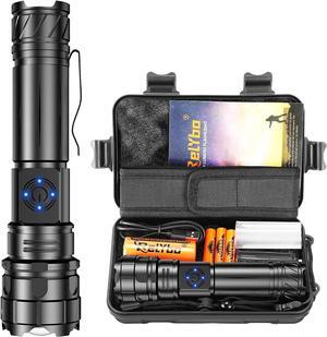 Flashlights High Lumens Rechargeable, Xhp90 1000 Lumen Super Bright Flash Light LED Powerful Flashlights, High Power Flashlight for Camping Hiking Gift, Flashlights for Emergencies