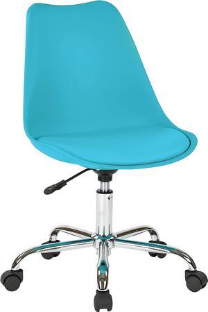 OSP Home Furnishings Emerson Student Armless Pneumatic Office Chair with Wheels, Teal