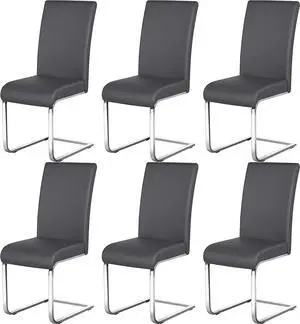 Yaheetech 6pcs Office Chairs Armless Chairs Leather Upholstered Seat and Metal Legs Side Chairs with High Back Modern, Gray Yaheetech 6pcs Office Chairs Armless Chairs Leather Upholstered Seat and Metal Legs Side Chairs with High Back Modern, Gray