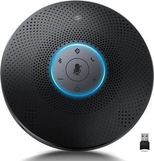 Bluetooth Speakerphone - EMEET M2 Max 48kHz Professional 4 HD Mics Conference Speaker up to 15 People, VOICEIA Noise Reduction & Enhanced 360° Voice Pickup, USB Dongle Daisy Chain For Home Office Gray