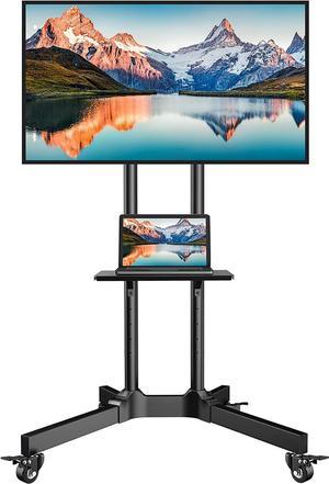 Perlegear Rolling TV Stand for 32-83 Inch Screens up to 132 lbs, Height Adjustable Mobile TV Stand for LCD OLED 4K Flat/Curved Panels, TV Cart Outdoor TV Stand with Lockable Wheels Max VESA 600x400