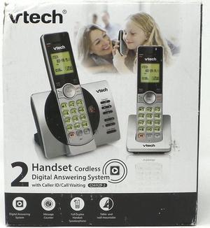 VTech CS6929-2 Cordless Phone with Answering System and Caller ID, Silver/Black with 2 Handsets DECT 6.0 Expandable