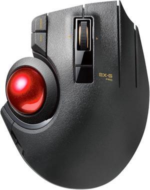 ELECOM EX-G Pro Trackball Mouse, Wired, Wireless, Bluetooth, 3 Types Connection, Thumb Control, 8-Button Function, Ergonomic Design, 34 Smooth Red Ball, Windows11, macOS (M-XPT1MRXBK)