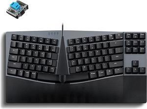 Perixx PERIBOARD-335BL Wired Ergonomic Mechanical Compact Keyboard - Low-Profile Blue Clicky Switches - Programmable Feature with Macro Keys - Compatible with Windows and Mac OS X - US English