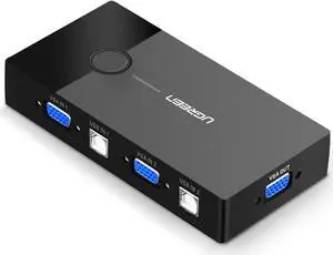 UGREEN USB KVM Switch Box 2 Port VGA Video Sharing Adapter 2 in 1 Out Manual Switcher with USB Cables for Computer PC Laptop Desktop Monitor Printer Keyboard Mouse Control