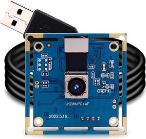 ELP 8mp USB Camera Autofocus 4K PC Camera Module for Computer and Raspberry Pi Mini UVC USB2.0 Webcam Board IMX179 Industrial Lightburn Camera Low Distortion CCTV Laser Engraver Camera for Laptop