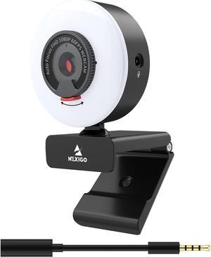 NexiGo N960E Pro 60FPS Webcam with Mic/Headset Jack and Extra USB Port, 1080P Web Camera with Light, Fast AutoFocus, Built-in Privacy Cover, for Zoom Meeting Skype Teams Twitch
