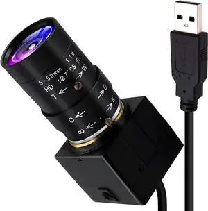 ALPCAM USB Camera 2MP Low Illumination Webcam 5-50mm Optical Zoom Lens Variable Focus USB Camera Compatible with Mac/Windows/Raspberry pi