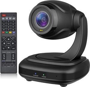 UcooQQ Conference Room Camera System, Wide-Angle 1080P PTZ Webcam with Double Microphones, 3X Optical Zoom, AI Tracking, Remote Control, for Conferencing Worship Church Education Medical