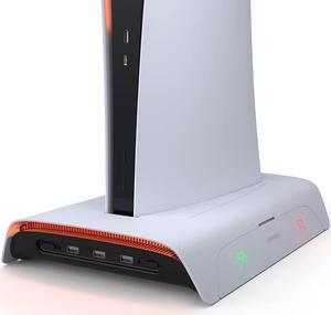 KIWIHOME Cooling Station for PS5 Accessories, Vertical Stand with RGB for PS5 Console, 3-Level Cooling Fan, Dual Controller Charging Station, 10 Game Slots, Compatible with PS5 Disc & Digital Edition