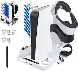 KUNSLUCK PS5 Accessories PSVR2 Stand Cooling Station, PS VR2 Controller  Charging Station, VR2 Headset Holder, Controller Charger Cooling Fan Stand  for PS5 Console 