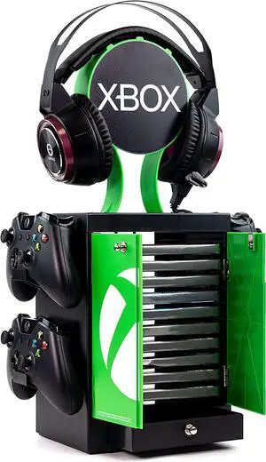 Numskull Official Xbox Series X Gaming Locker, Controller Holder, Headset Stand for Xbox Series X|S, PS5, Nintendo Switch - Official Xbox Merchandise