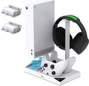 FASTSNAIL Cooling Fan Station for Xbox Series S - 1400mAh Rechargeable Battery Pack & Dual Controller Charging Dock, High Speed Cooler Stand with Headset Holder Compatible with Xbox Series S Console