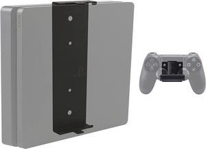 HIDEit Mounts 4S Pro Bundle, Wall Mounts for PS4 Slim and Controller, Steel Wall Mounts for Playstation 4 Slim and One Rubber Dipped Controller Mount