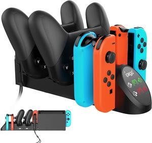 FastSnail Charging Dock Compatible with Nintendo Switch Pro Controllers and for Joy Cons & OLED Model for Joycon,Multifunction Charger Stand for Switch with 2 USB 2.0 Plug and 2.0 Ports