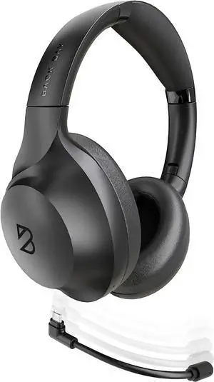 ClearCall 70 - Wireless Headphones with Microphone + Removable Boom Mic - Work Headphones Wireless Bluetooth Over Ear Headphones with Mic Work from Home Headset with Mic Headphones for Laptop