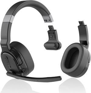 MONODEAL Trucker Bluetooth Headset, Bluetooth Headset with Microphone Noise Canceling(ENC) Dual Mic, Mute Button, 3 EQ Music Modes, Single and Dual Ear Wireless Headphones for Office Home Work