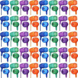 200 Pack Earbuds Bulk Kids Earphones 3.5 mm Classroom Headphones for Students Assorted Colors Earbuds Wired Earphones Without Mic for Schools Classroom Students Individually Bagged (Mixed Colors)