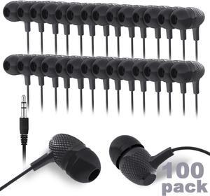 Wholesale School Earbuds Headphones 100 Pack Bulk Earphones for Classroom Students Kids Teens Children Gift and Adult (100 Black)