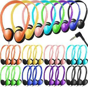 Bulk Headphone Earphones 32 Pack for School Headphones with 3.5 mm Headphone Plug for School Classroom Library Students Kids Children Teen and Adults (Multicolor)