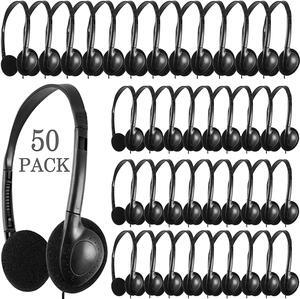 CN-Outlet 50 Packs Cassroom Headphones Bulk for School Students Kids Children Toddler Boys Girls Teens and Adult, Wholesale Disposable Earphones (50 Black)