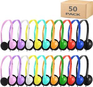 Hongzan Kids Headphones Bulk 50 Pack Multi Color for Classroom School, Wholesale Durable Earphones Class Set for Students Teens Children and Adult