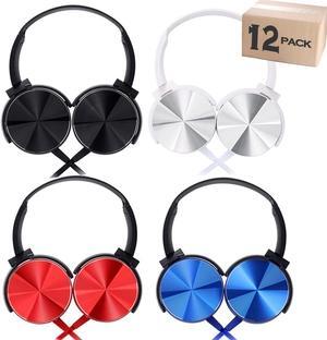 Yoley 12 Packs Classroom Headphones Bulk for Kids School Students Children, Wholesale Class Set Durable Earphones, Individually Bagged (No Mic) (12 Pack Mixed)