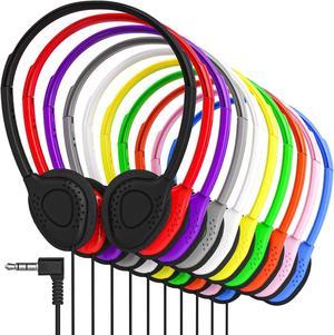 Maeline Bulk On-Ear Headphones with 3.5 mm Headphone Plug - 10 Pack - Multi