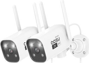 2K Security Camera Outdoor with Color Night Vision, 5GHz & 2.4 GHz WiFi Outdoor Security Camera Support 24/7 Recording, Wired Auto Tracking Security Camera, Two-Way Audio, Auto-Cruise (2 Pack)