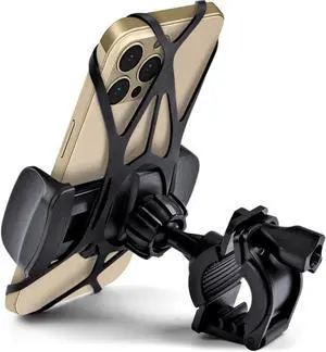Bike & Motorcycle Phone Mount - for iPhone 14 Pro (13, 12, SE, Plus/Max), Galaxy s22 or Any Cell Phone - Universal Handlebar Holder for ATV, Bicycle & Motorbike. +100 to Safeness & Comfort