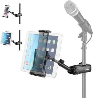 Tablet Holder for Mic Stand Adjustable Microphone Music Stand Phone Holder Mount Compatible with iPad iPhone Android All 4.7 to 11-inch Tablets & Smartphones Mmsph-1