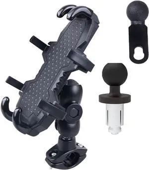 Motorcycle Phone Holder Motorbike Mirror Seat Phone Mount fit for Fork Stem Holes 13mm- 19mm Phone Mount (Style A)