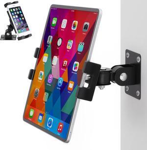 iTODOS Drill Base Wall Mount Tablet Holder,Compatible with 7~12.9" iPad/Galaxy Tabs/Google Nexus7-11/Kindle Paperwhite/Fire HD/LED Clock/iPhone/Cellphone, 360°Adjustment Mount and Non-Slip Clip