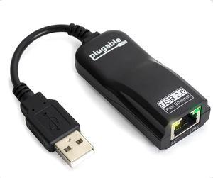 Plugable USB 2.0 to Ethernet Fast 10/100 LAN Wired Network Adapter - Driverless and Compatible with Chromebook, Windows, Linux